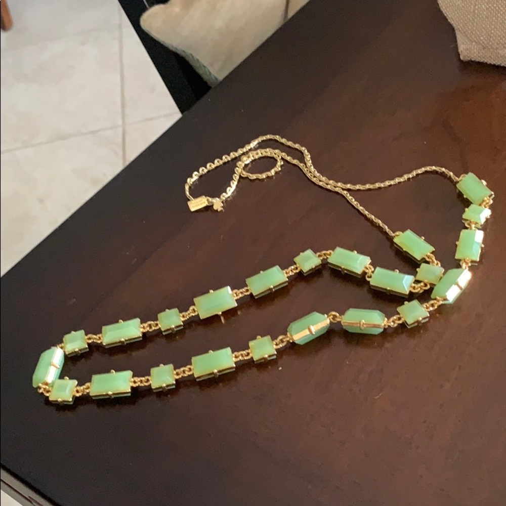 Kate Spade long necklace with square green stones